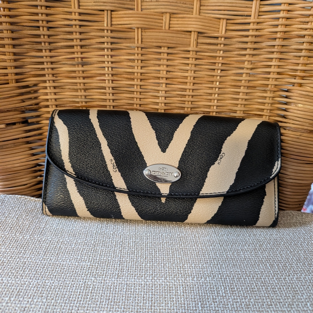 Coach Zebra Print wallet in Black and Tan